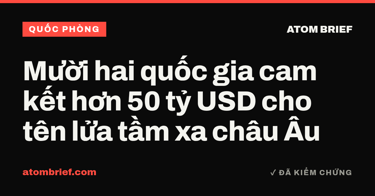 Mười hai quốc gia cam kết hơn 50 tỷ USD cho tên lửa tầm xa châu Âu