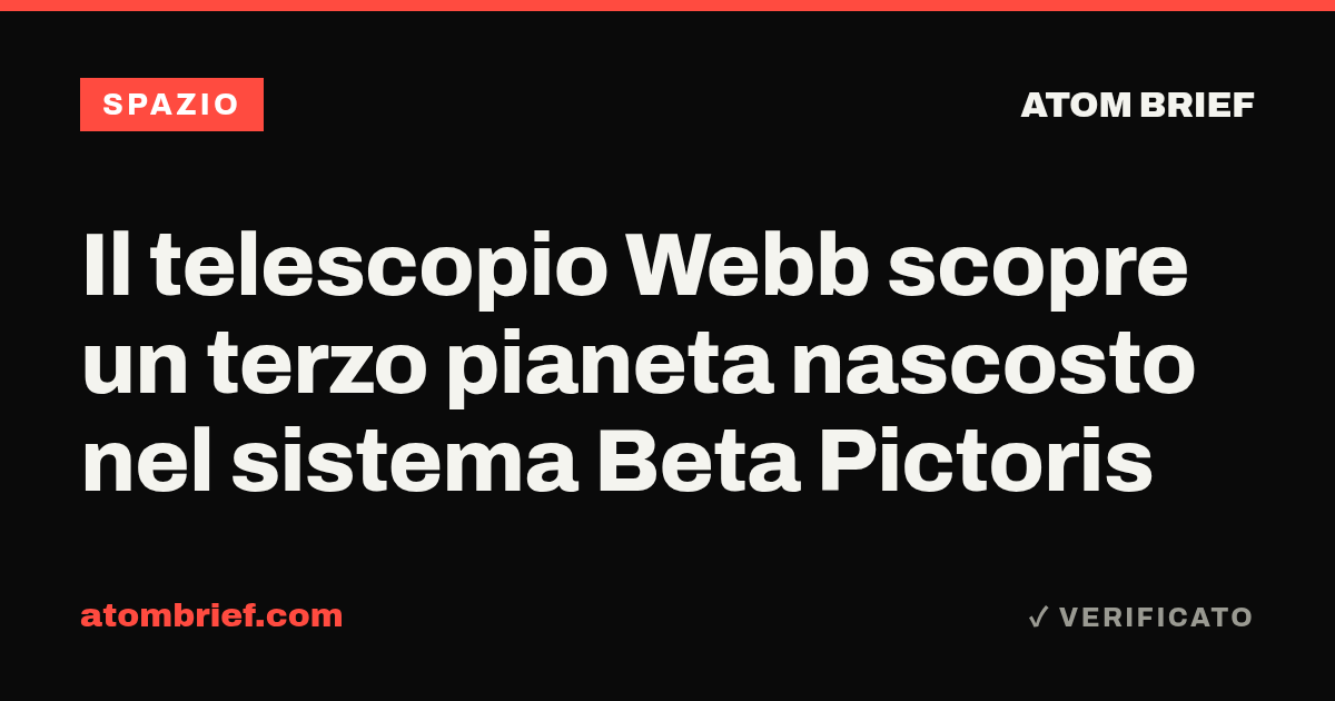 Il telescopio Webb scopre un terzo pianeta nascosto nel sistema Beta Pictoris
