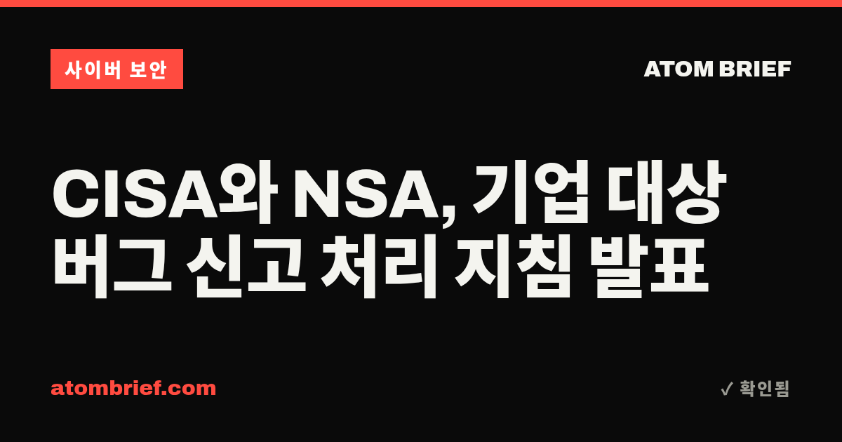 CISA와 NSA, 기업 대상 버그 신고 처리 지침 발표