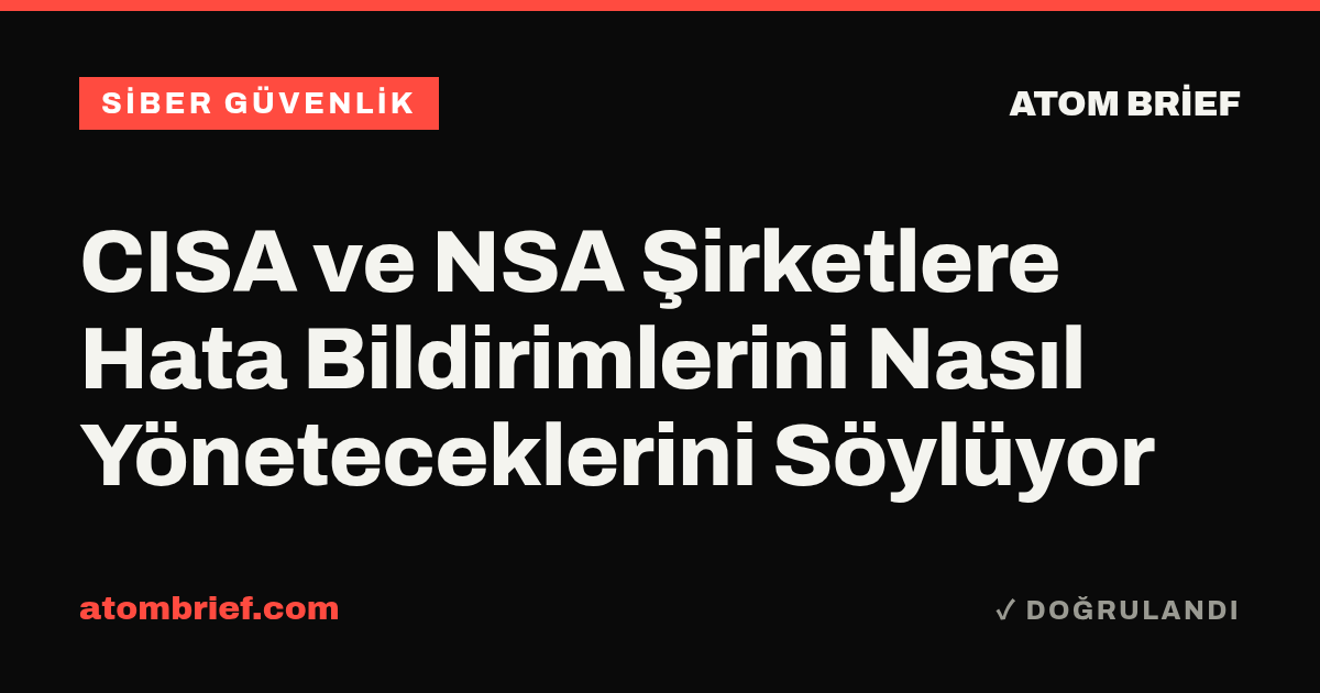 CISA ve NSA Şirketlere Hata Bildirimlerini Nasıl Yöneteceklerini Söylüyor
