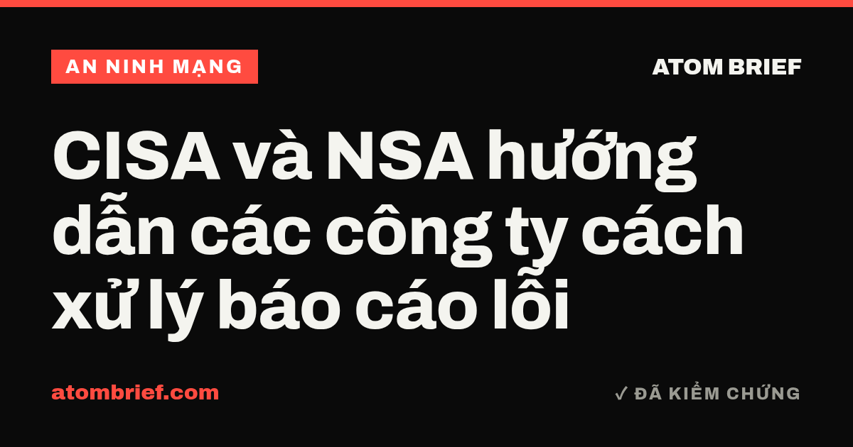 CISA và NSA hướng dẫn các công ty cách xử lý báo cáo lỗi