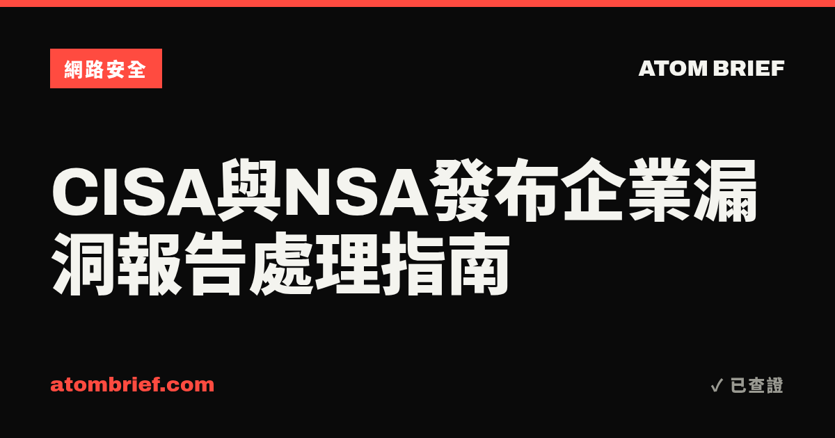 CISA與NSA發布企業漏洞報告處理指南