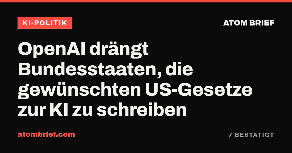 OpenAI drängt Bundesstaaten, die gewünschten US-Gesetze zur KI zu schreiben