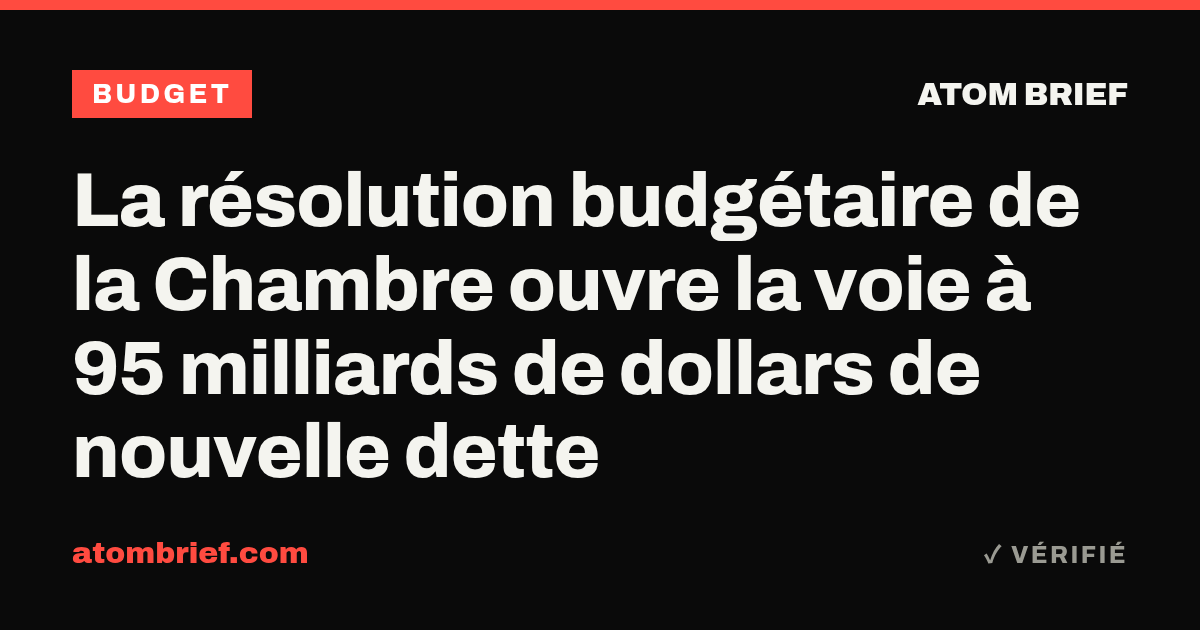 La résolution budgétaire de la Chambre ouvre la voie à 95 milliards de dollars de nouvelle dette