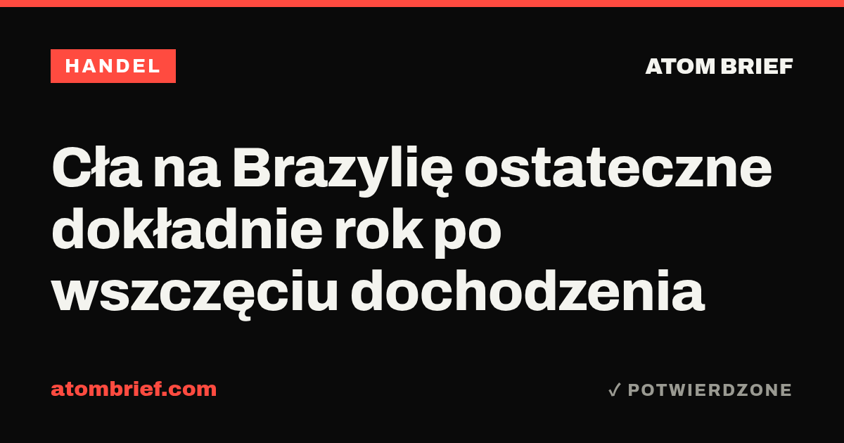 Cła na Brazylię ostateczne dokładnie rok po wszczęciu dochodzenia