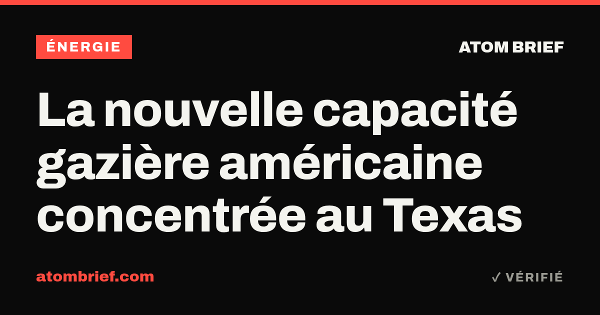 La nouvelle capacité gazière américaine concentrée au Texas