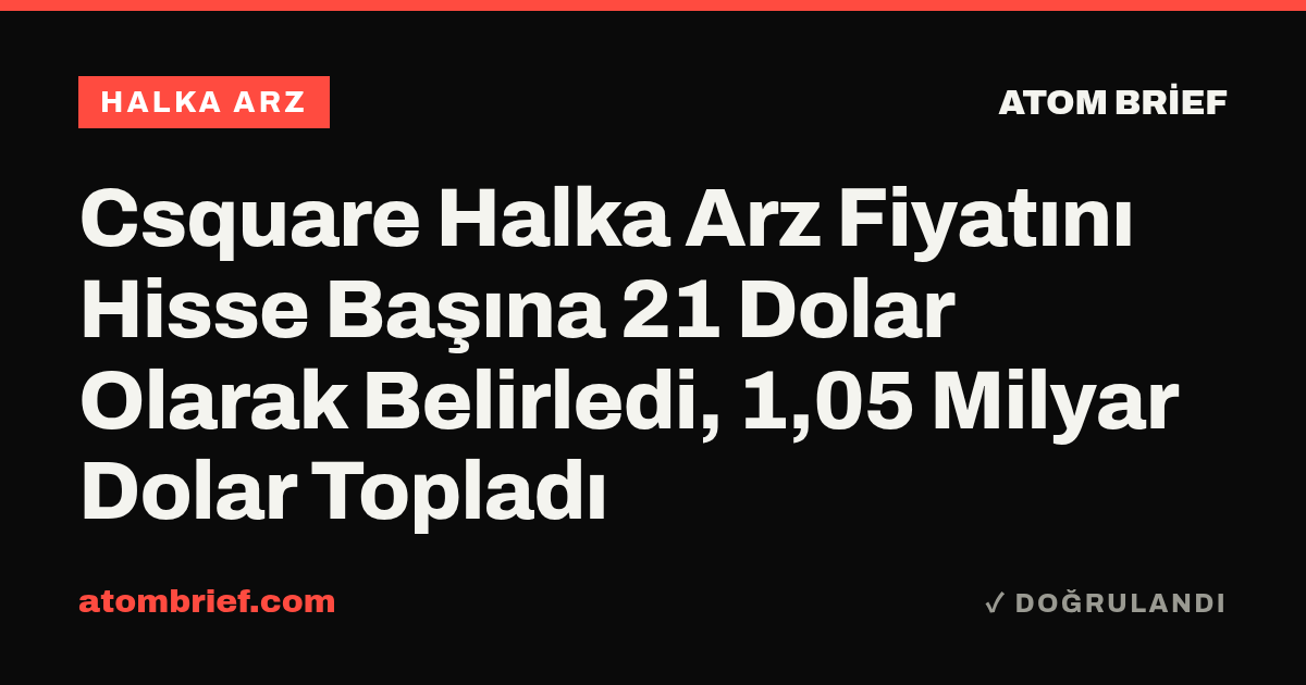 Csquare Halka Arz Fiyatını Hisse Başına 21 Dolar Olarak Belirledi, 1,05 Milyar Dolar Topladı