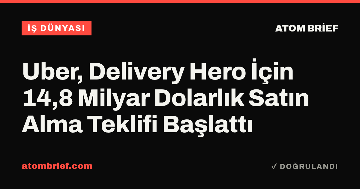 Uber, Delivery Hero İçin 14,8 Milyar Dolarlık Satın Alma Teklifi Başlattı