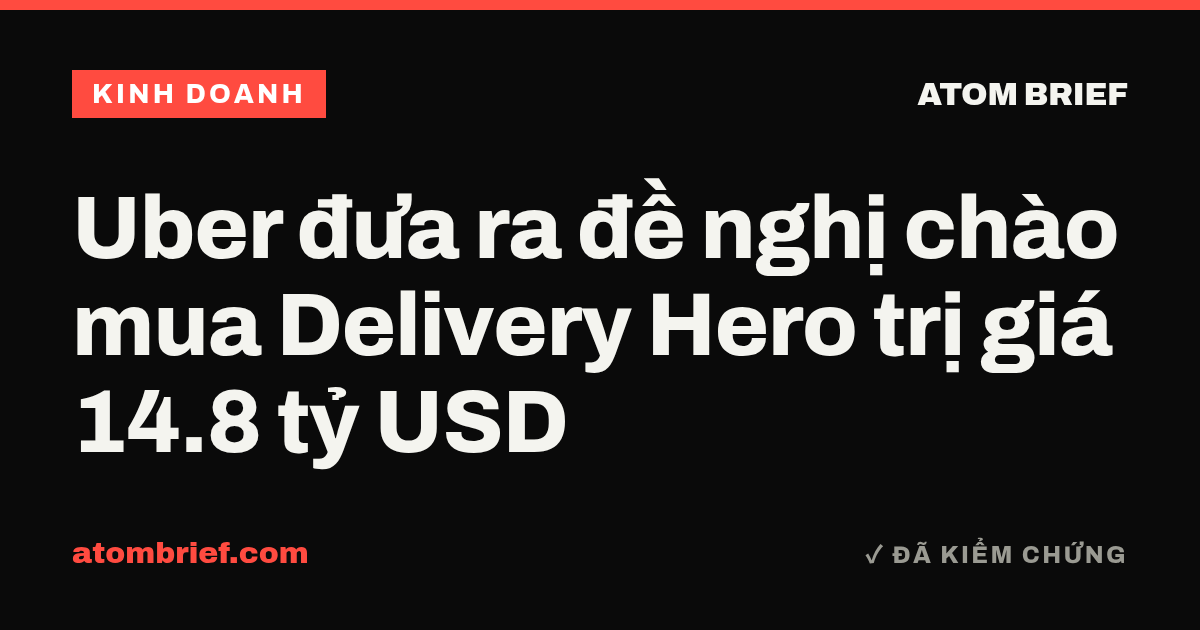 Uber đưa ra đề nghị chào mua Delivery Hero trị giá 14.8 tỷ USD