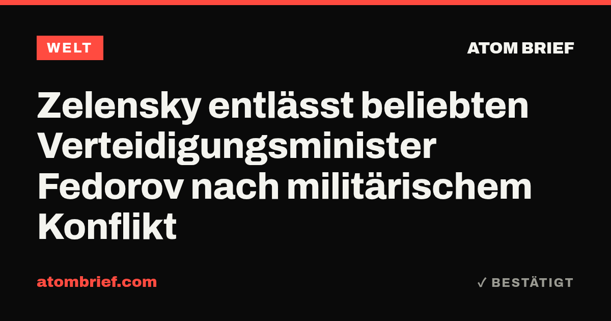 Zelensky entlässt beliebten Verteidigungsminister Fedorov nach militärischem Konflikt