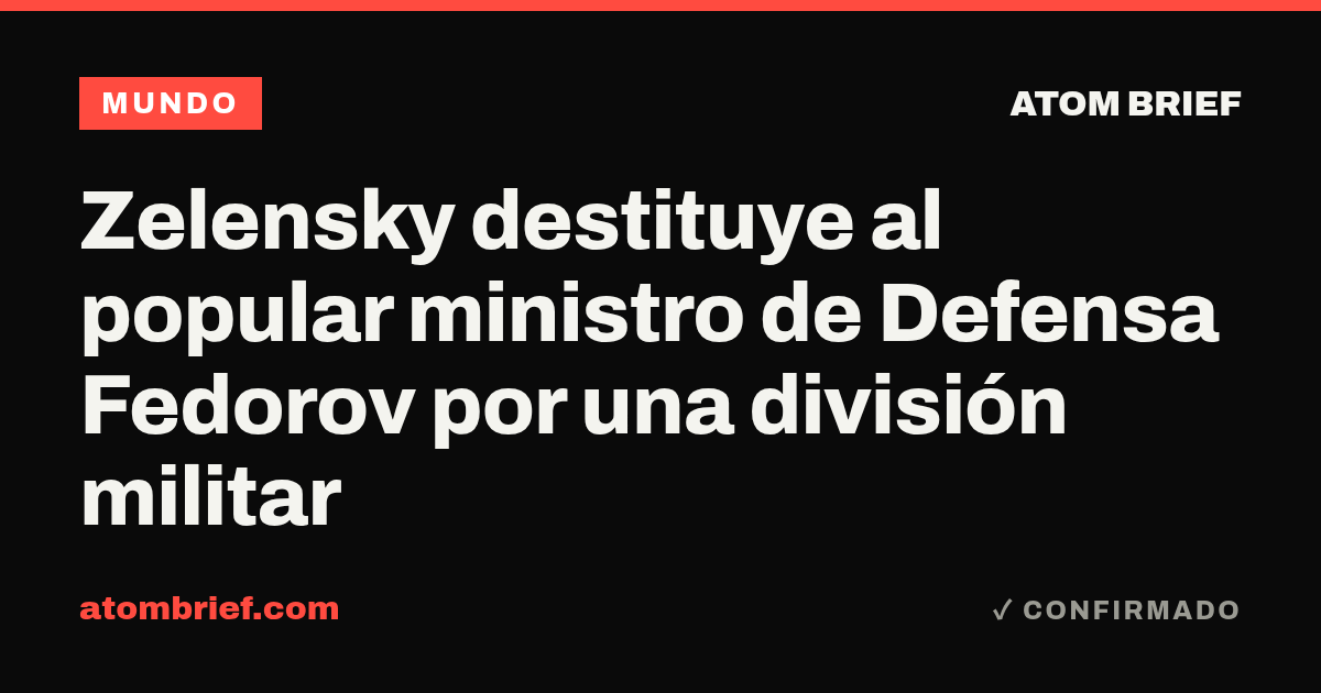 Zelensky destituye al popular ministro de Defensa Fedorov por una división militar