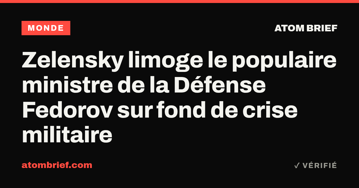 Zelensky limoge le populaire ministre de la Défense Fedorov sur fond de crise militaire