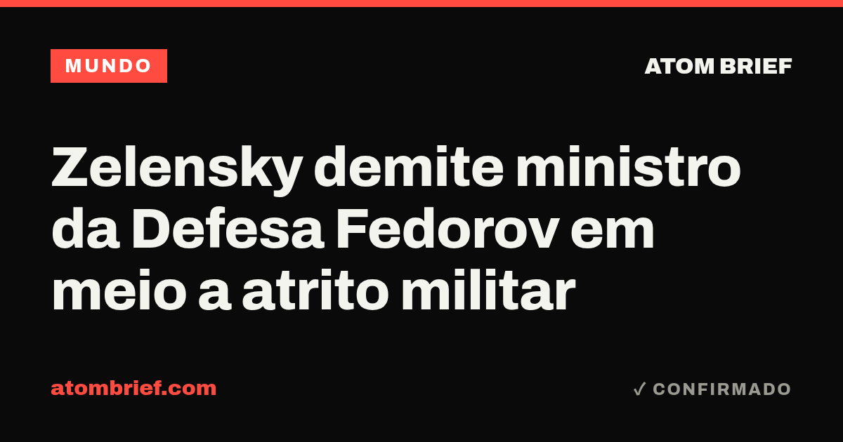 Zelensky demite ministro da Defesa Fedorov em meio a atrito militar