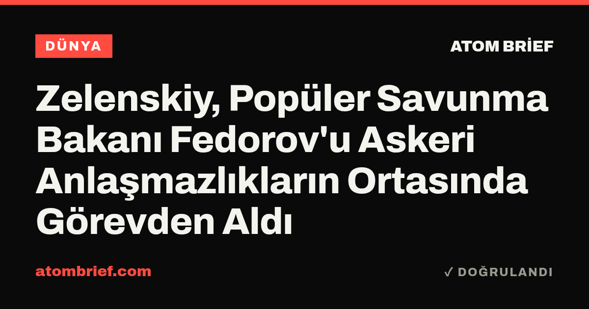 Zelenskiy, Popüler Savunma Bakanı Fedorov'u Askeri Anlaşmazlıkların Ortasında Görevden Aldı