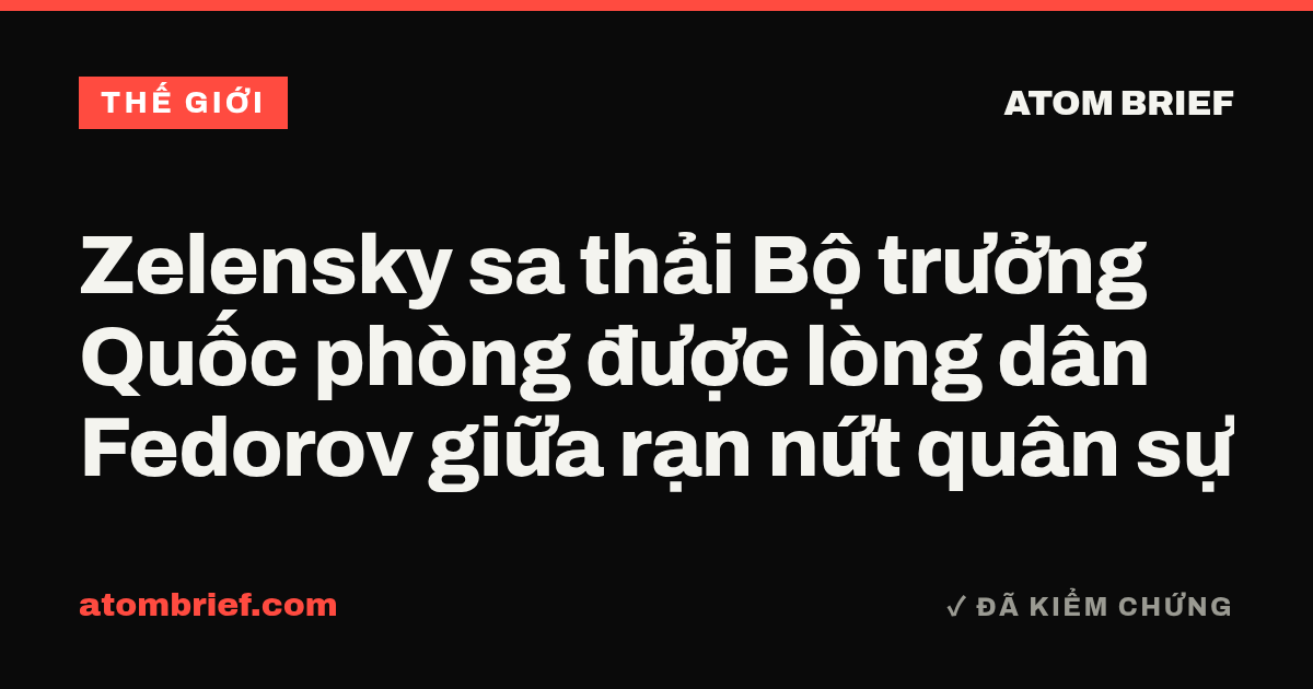 Zelensky sa thải Bộ trưởng Quốc phòng được lòng dân Fedorov giữa rạn nứt quân sự