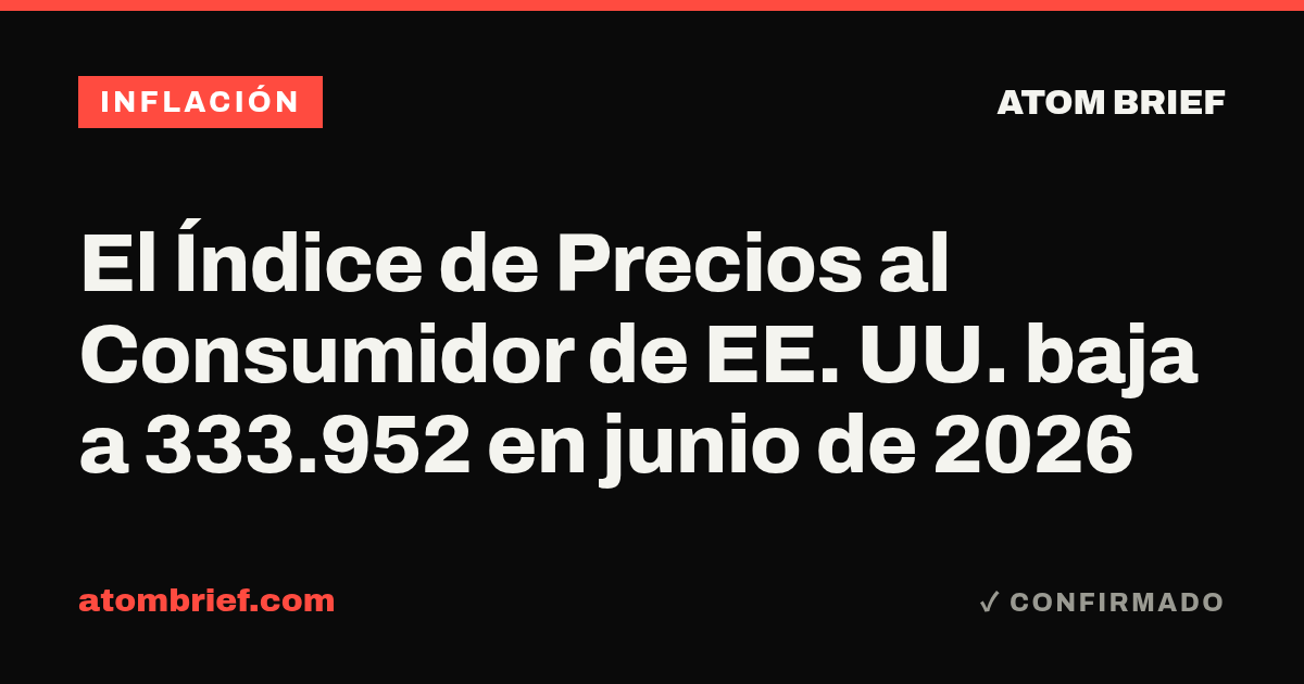 El Índice de Precios al Consumidor de EE. UU. baja a 333.952 en junio de 2026