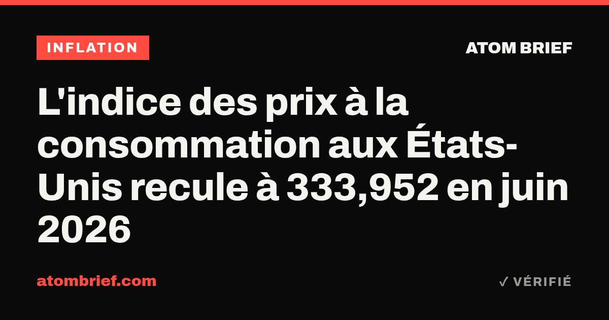 L'indice des prix à la consommation aux États-Unis recule à 333,952 en juin 2026