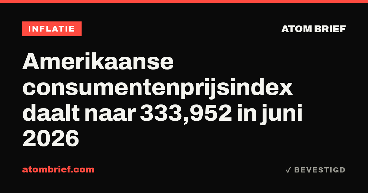 Amerikaanse consumentenprijsindex daalt naar 333,952 in juni 2026
