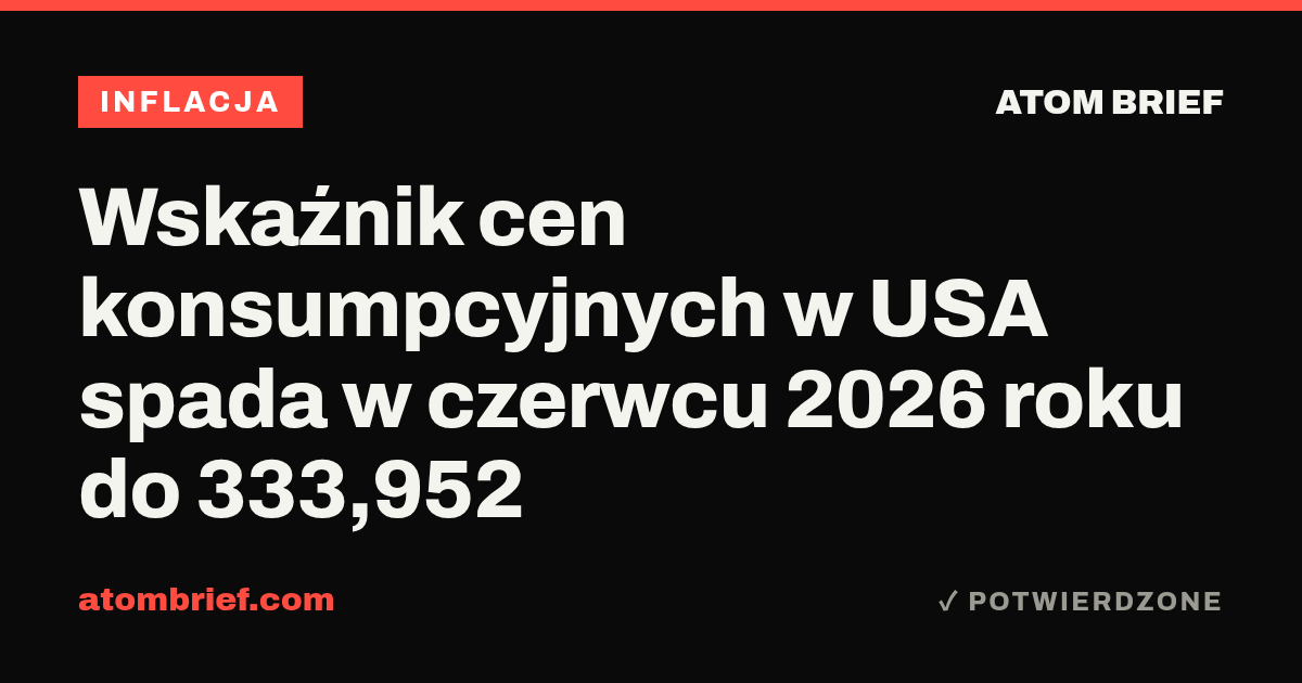 Wskaźnik cen konsumpcyjnych w USA spada w czerwcu 2026 roku do 333,952