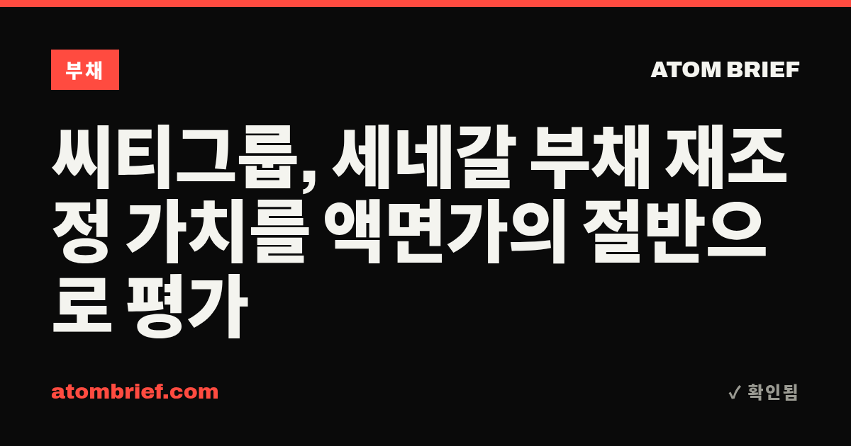 씨티그룹, 세네갈 부채 재조정 가치를 액면가의 절반으로 평가