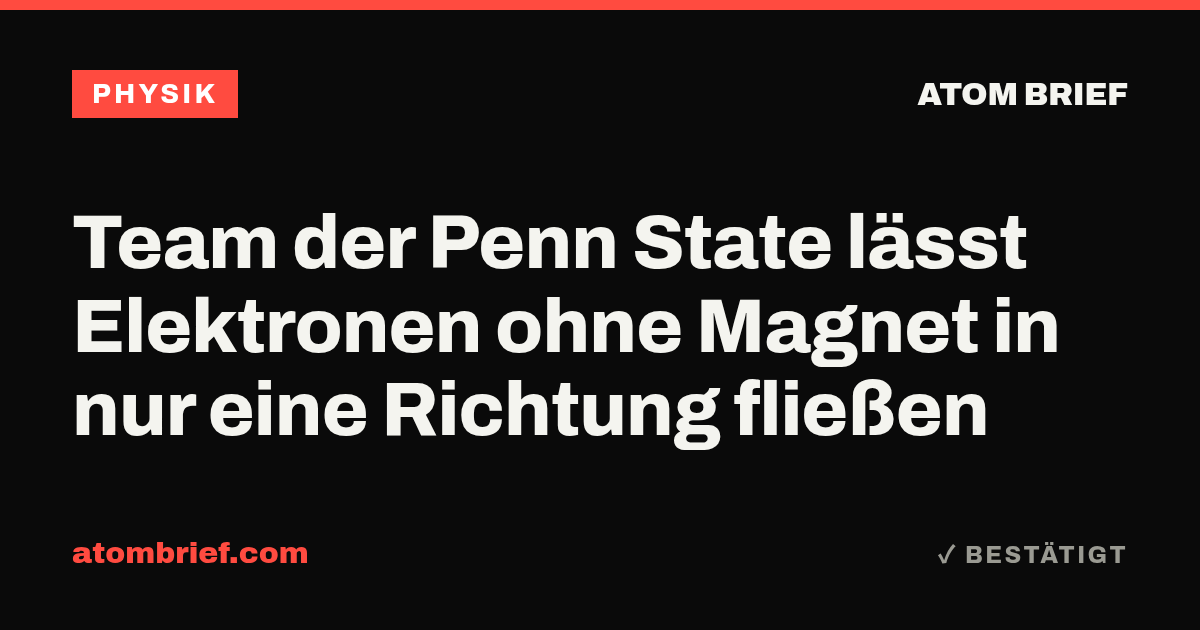 Team der Penn State lässt Elektronen ohne Magnet in nur eine Richtung fließen