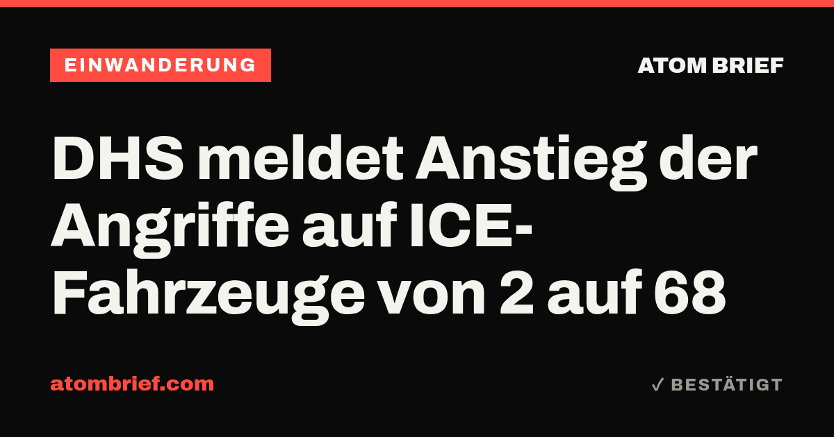 DHS meldet Anstieg der Angriffe auf ICE-Fahrzeuge von 2 auf 68