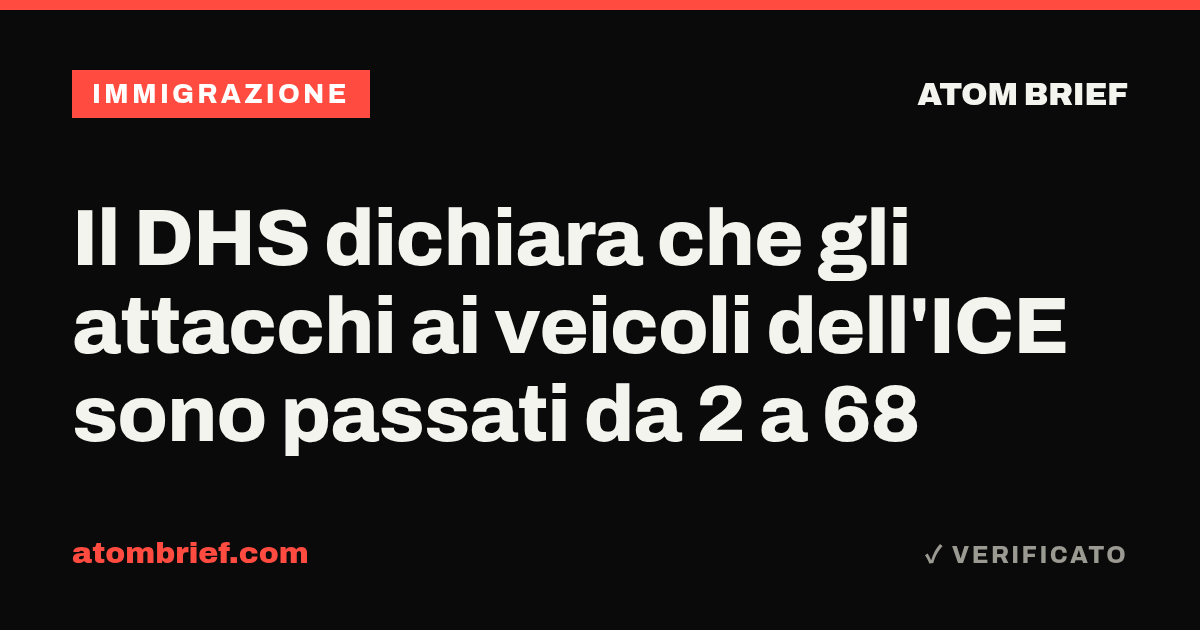 Il DHS dichiara che gli attacchi ai veicoli dell'ICE sono passati da 2 a 68