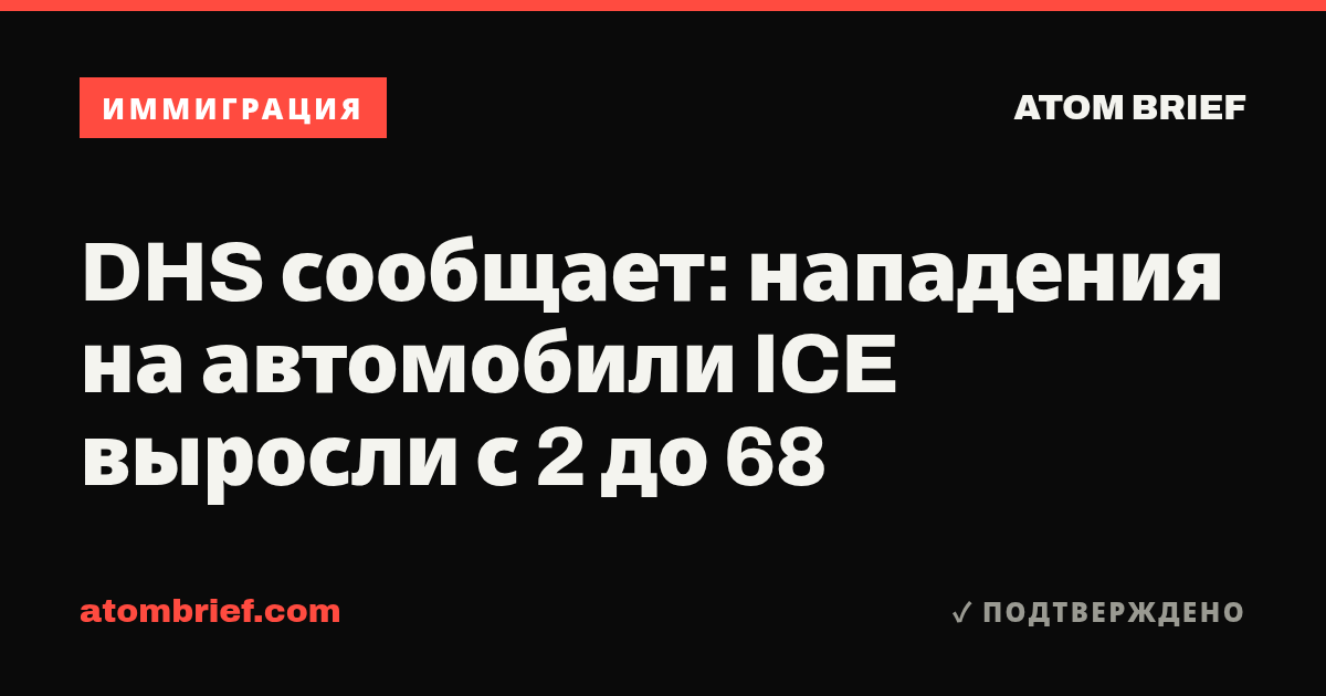 DHS сообщает: нападения на автомобили ICE выросли с 2 до 68