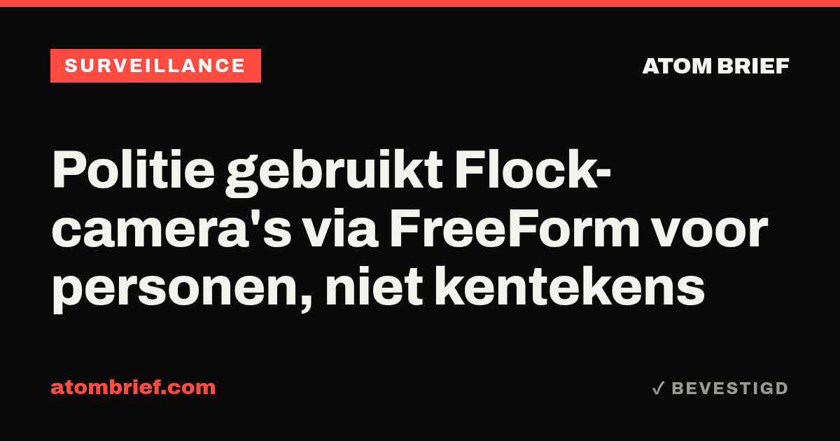 Politie gebruikt Flock-camera's via FreeForm voor personen, niet kentekens