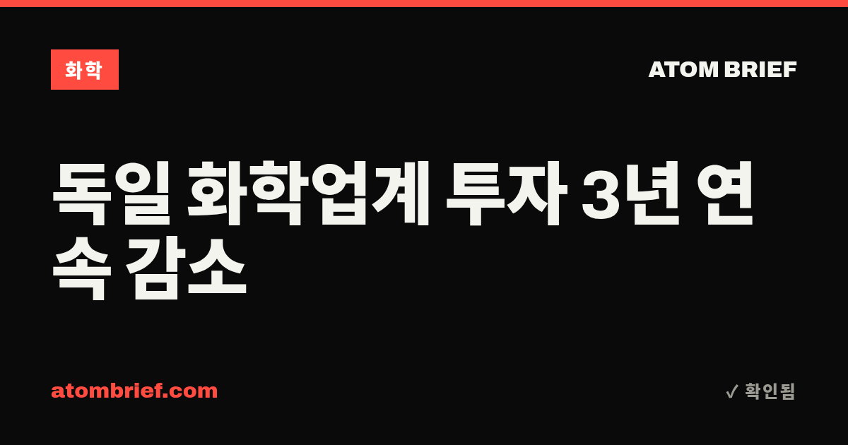 독일 화학업계 투자 3년 연속 감소