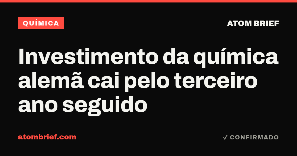 Investimento da química alemã cai pelo terceiro ano seguido