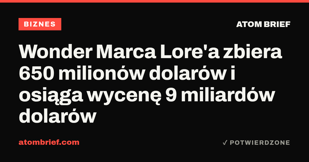 Wonder Marca Lore'a zbiera 650 milionów dolarów i osiąga wycenę 9 miliardów dolarów