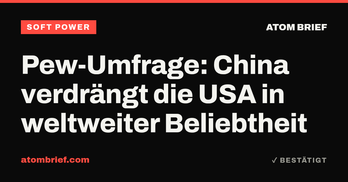 Pew-Umfrage: China verdrängt die USA in weltweiter Beliebtheit