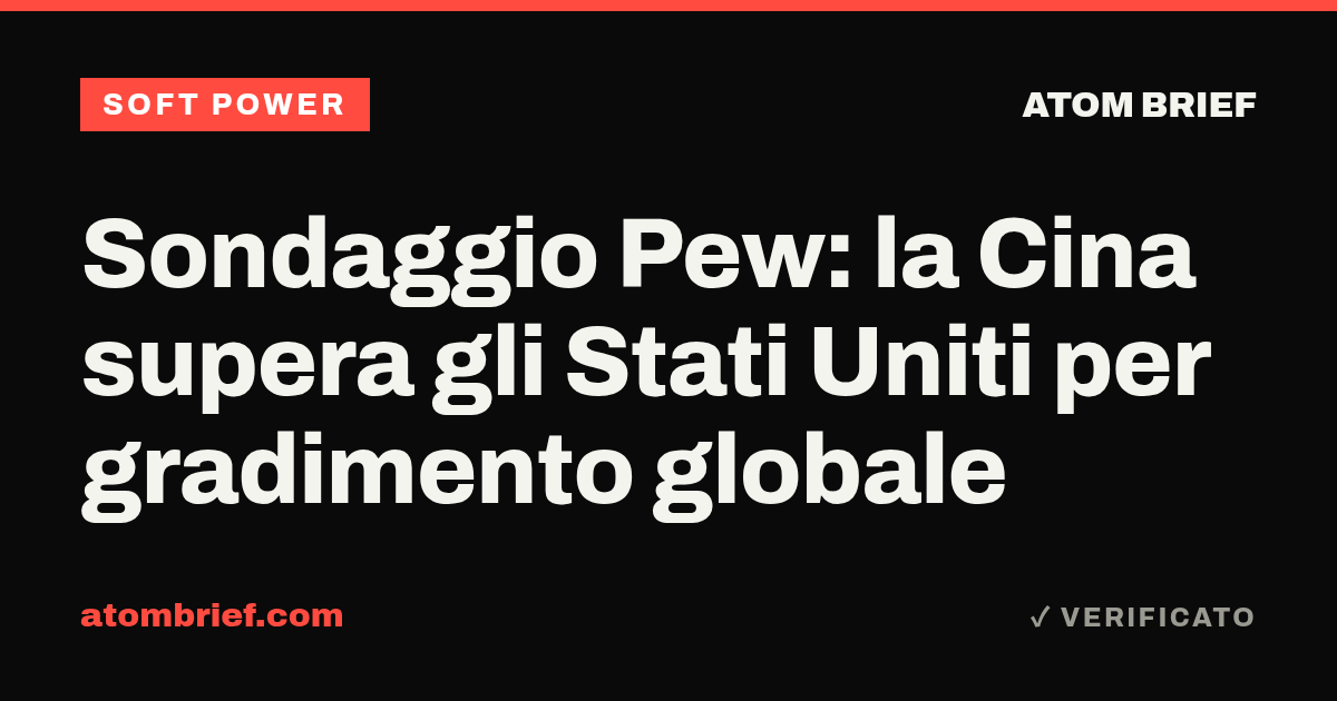 Sondaggio Pew: la Cina supera gli Stati Uniti per gradimento globale