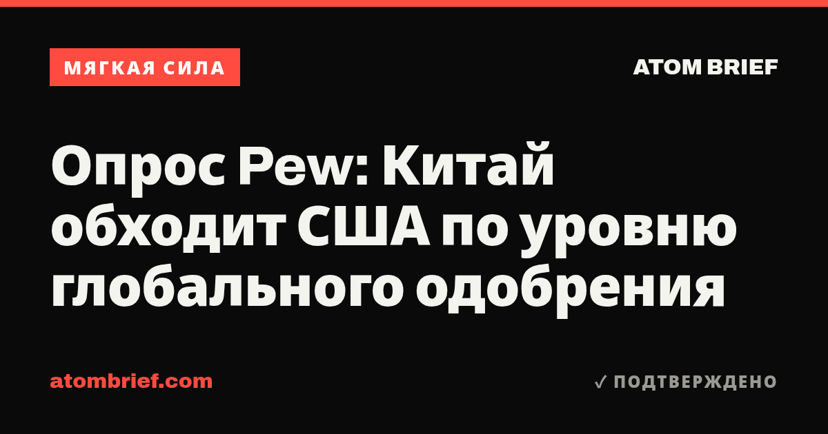 Опрос Pew: Китай обходит США по уровню глобального одобрения