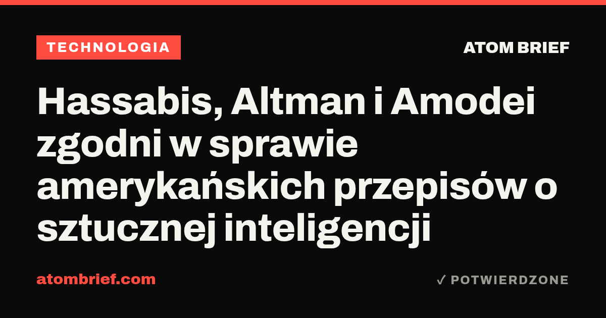 Hassabis, Altman i Amodei zgodni w sprawie amerykańskich przepisów o sztucznej inteligencji
