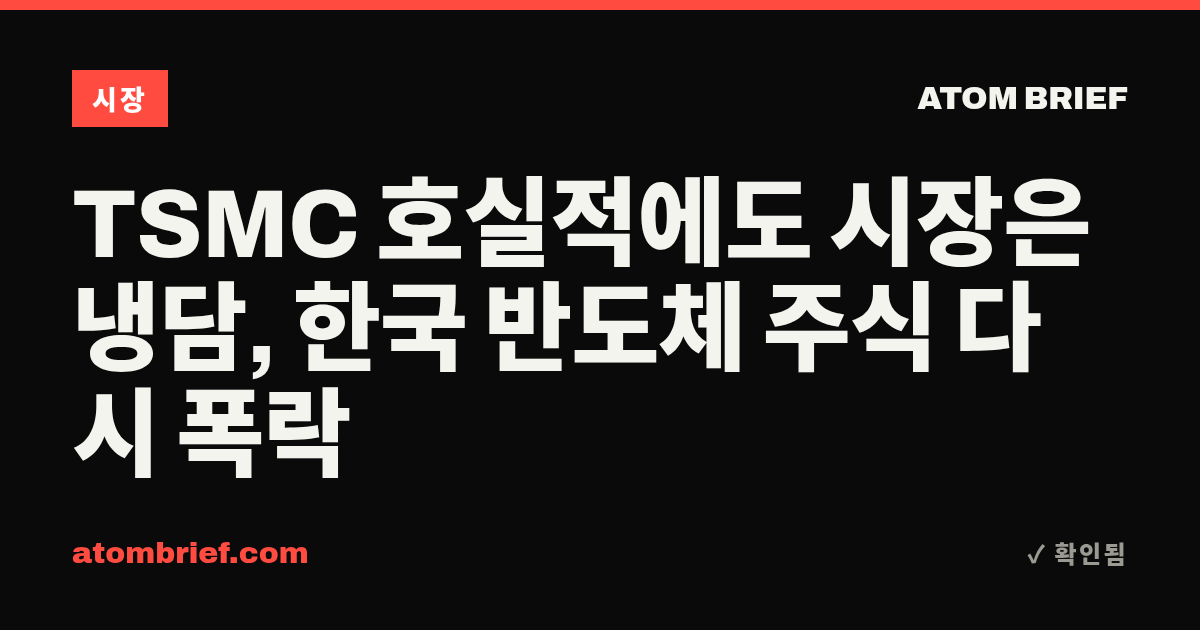 TSMC 호실적에도 시장은 냉담, 한국 반도체 주식 다시 폭락
