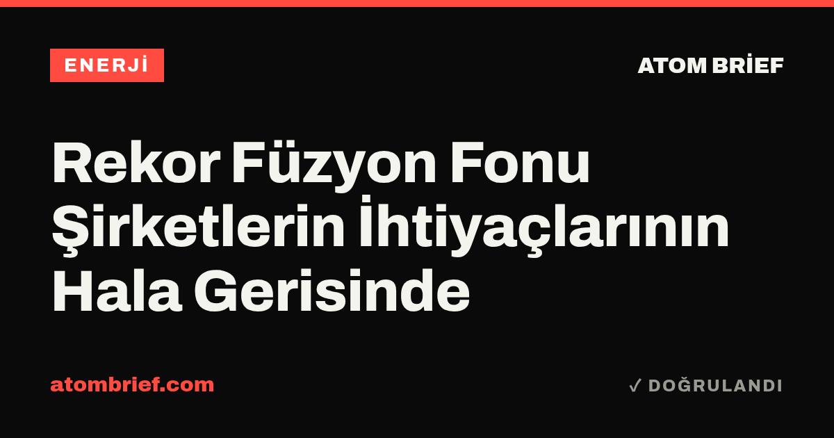 Rekor Füzyon Fonu Şirketlerin İhtiyaçlarının Hala Gerisinde