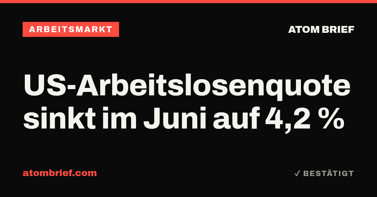 US-Arbeitslosenquote sinkt im Juni auf 4,2 %