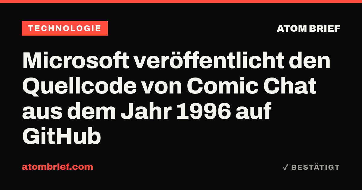 Microsoft veröffentlicht den Quellcode von Comic Chat aus dem Jahr 1996 auf GitHub