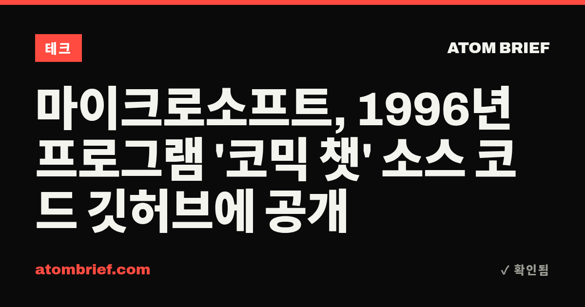 마이크로소프트, 1996년 프로그램 '코믹 챗' 소스 코드 깃허브에 공개