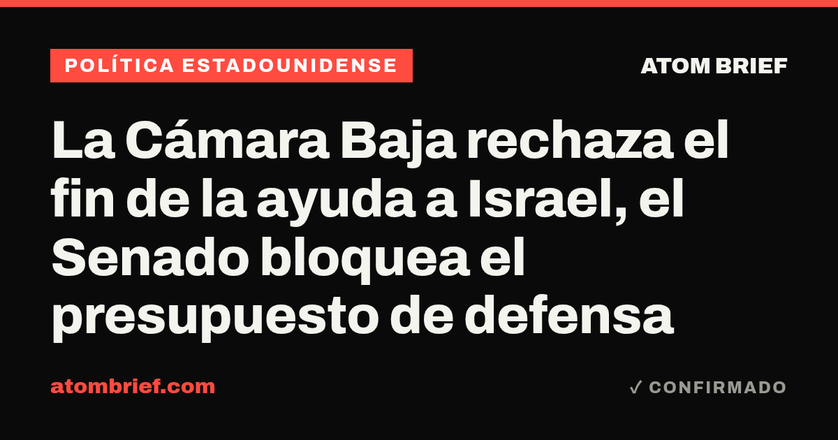 La Cámara Baja rechaza el fin de la ayuda a Israel, el Senado bloquea el presupuesto de defensa