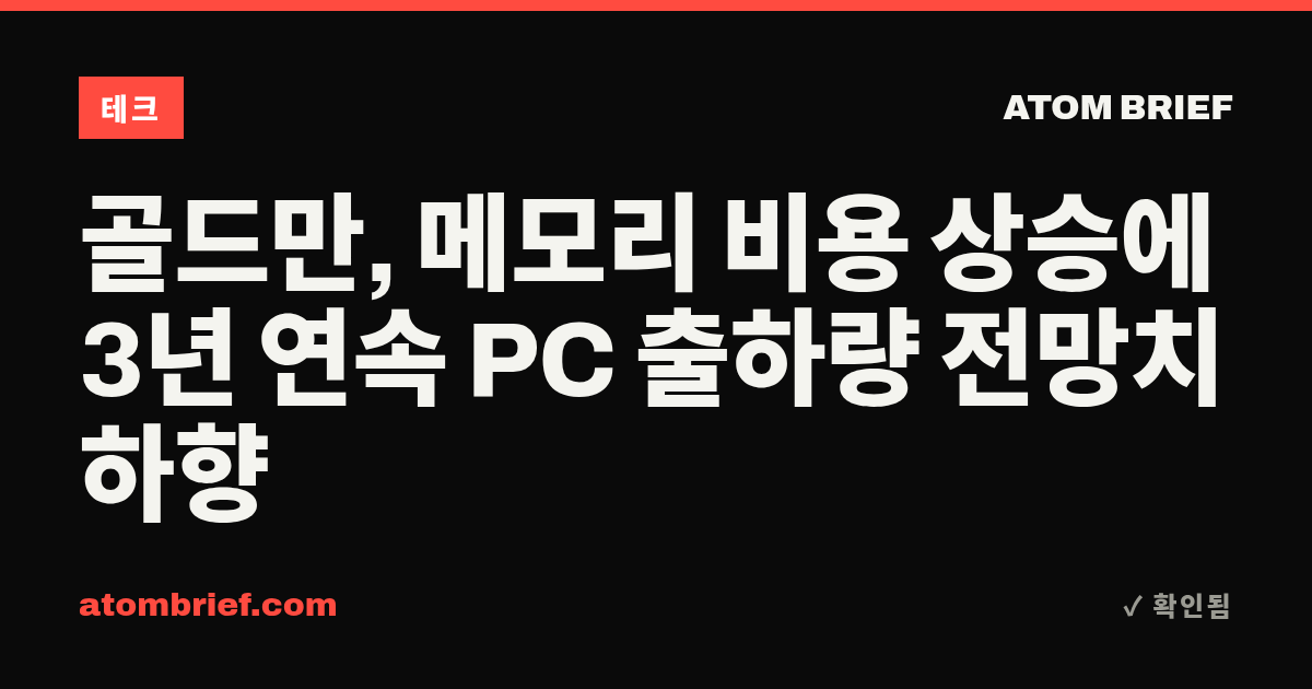 골드만, 메모리 비용 상승에 3년 연속 PC 출하량 전망치 하향