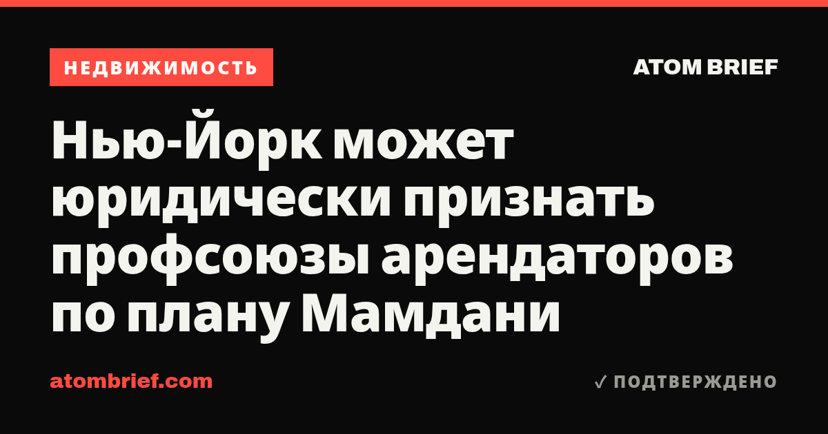 Нью-Йорк может юридически признать профсоюзы арендаторов по плану Мамдани