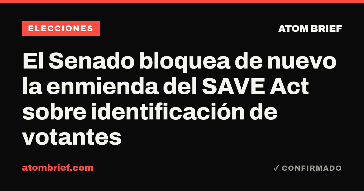El Senado bloquea de nuevo la enmienda del SAVE Act sobre identificación de votantes
