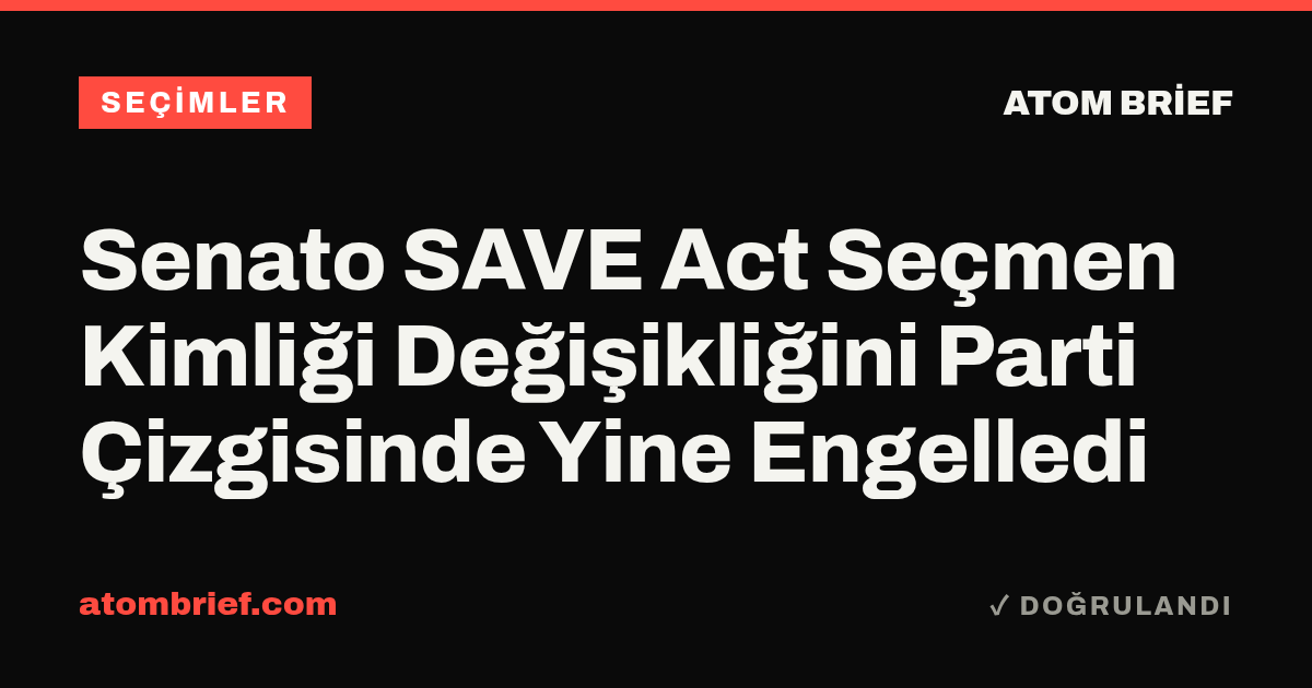 Senato SAVE Act Seçmen Kimliği Değişikliğini Parti Çizgisinde Yine Engelledi