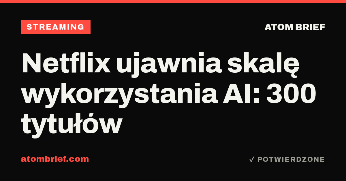 Netflix ujawnia skalę wykorzystania AI: 300 tytułów