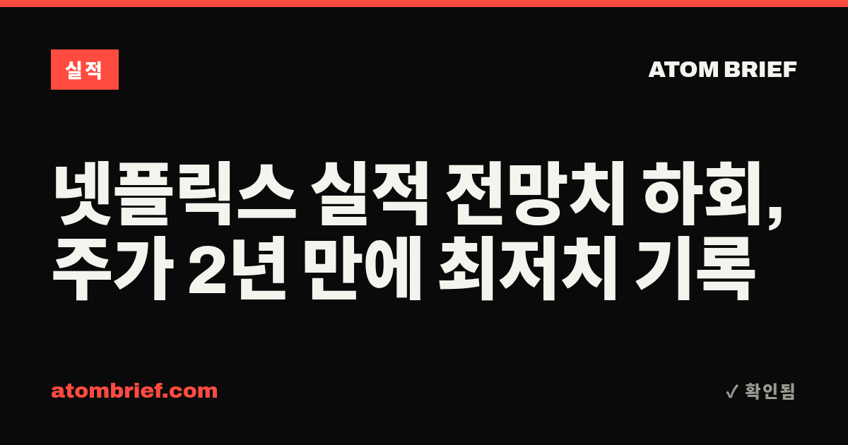넷플릭스 실적 전망치 하회, 주가 2년 만에 최저치 기록