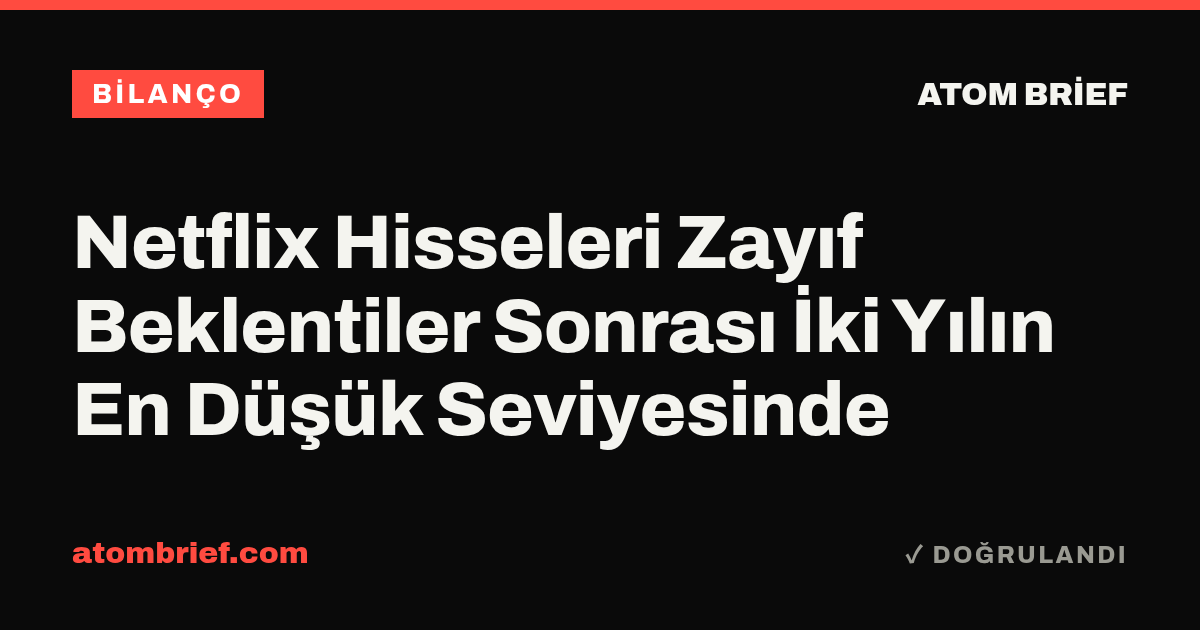 Netflix Hisseleri Zayıf Beklentiler Sonrası İki Yılın En Düşük Seviyesinde