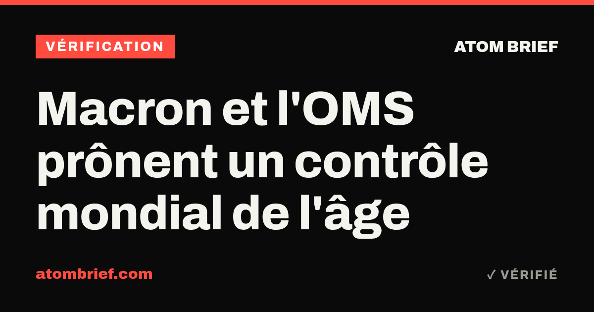 Macron et l'OMS prônent un contrôle mondial de l'âge